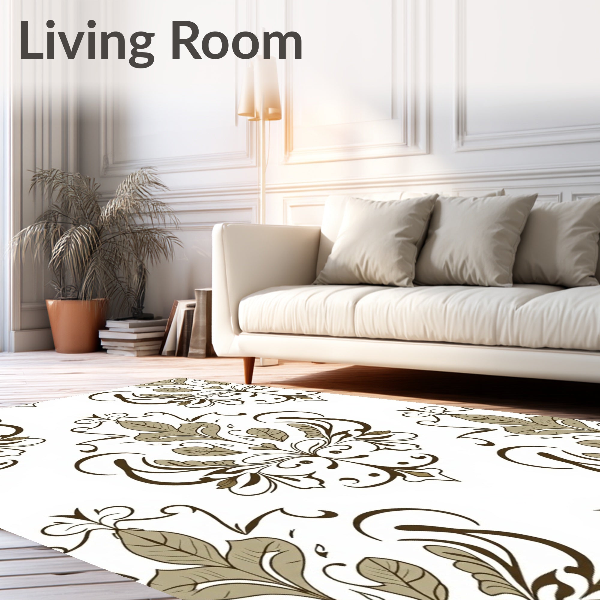 Ornate Floral Scroll Work Pattern Rug
