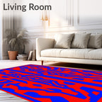 Red Blue Geometric Abstract Design Rug
