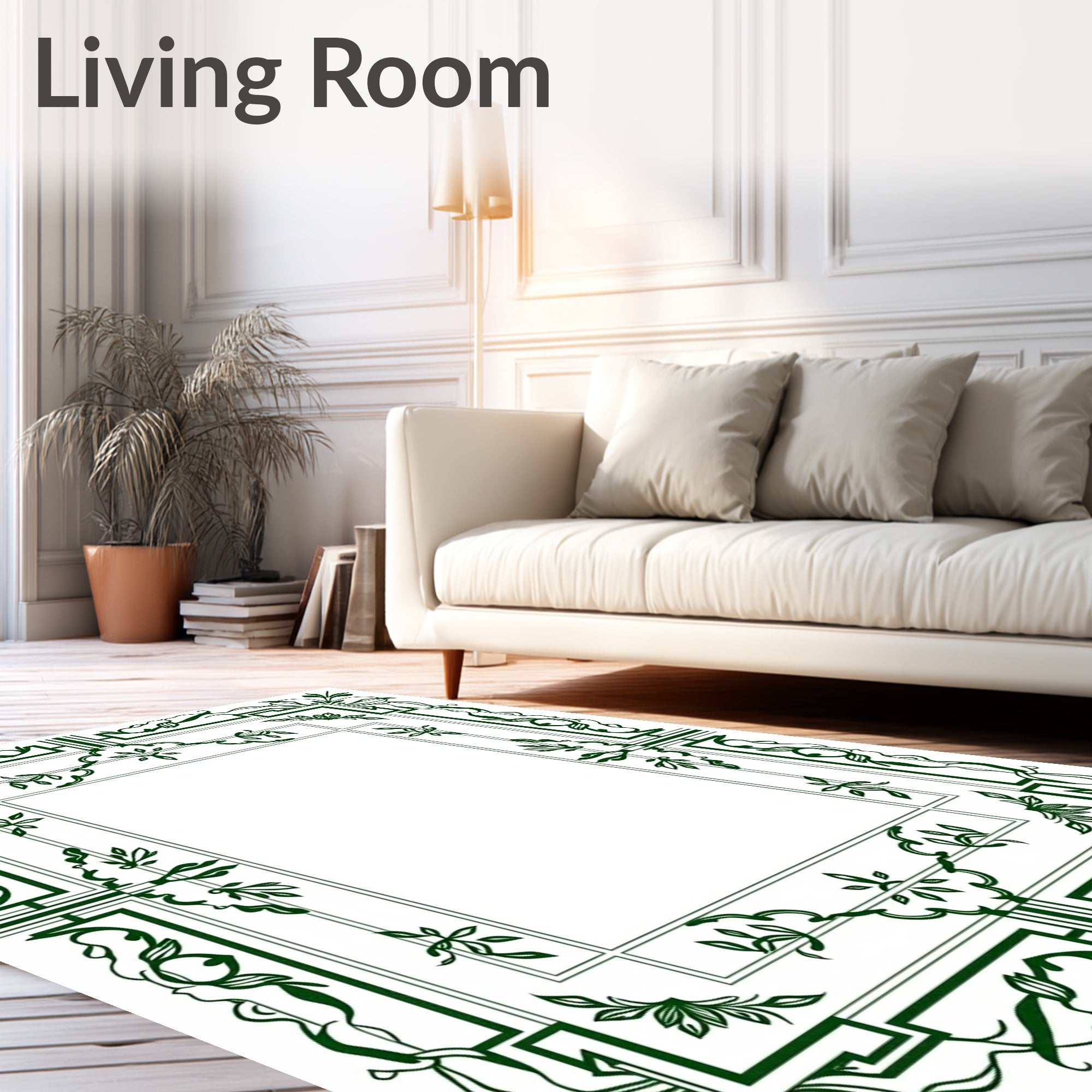 Art Nouveau Floral Geometric Frame Design Rug