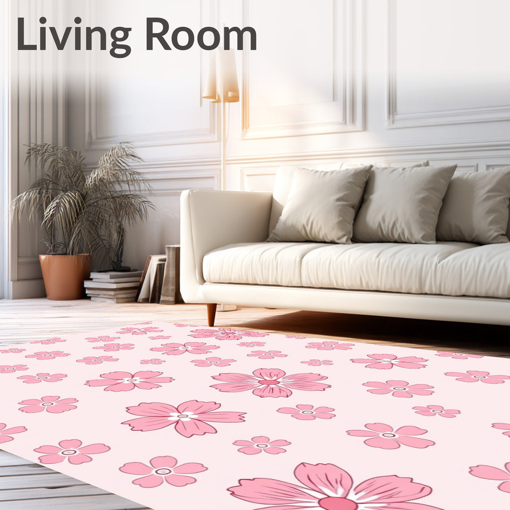 Pink Floral Garden Pattern Rug