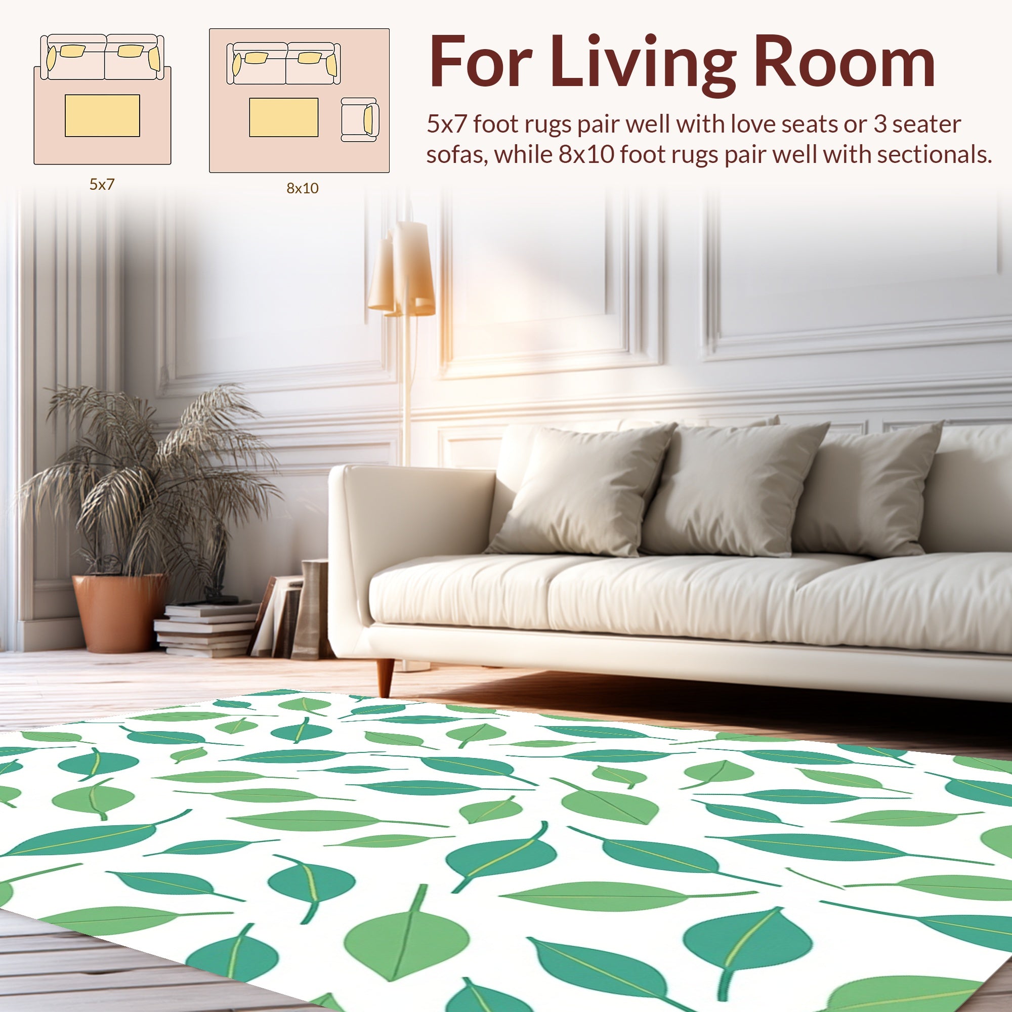 Simple Leaf Pattern Design Rug