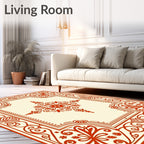 Traditional Red Floral Scrollwork Rug