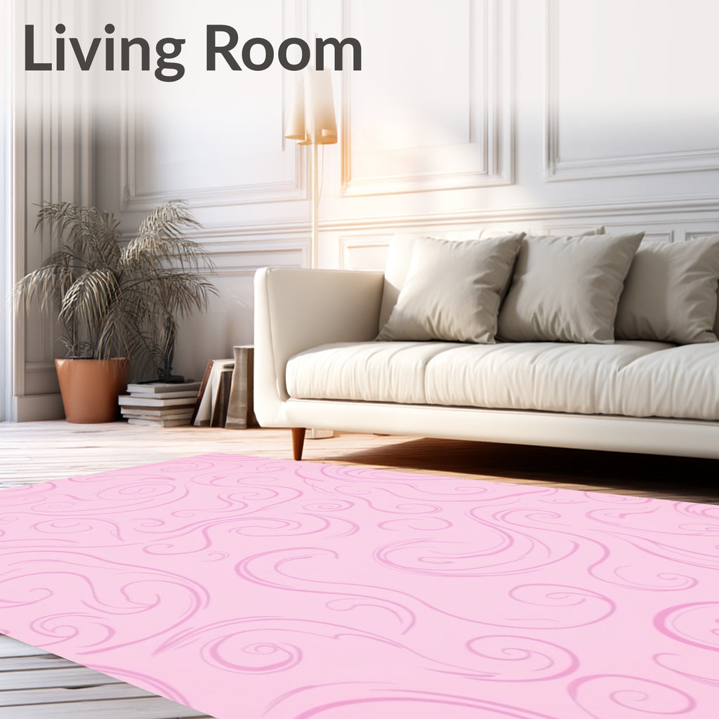 Soft Pink Swirl Pattern Design Rug