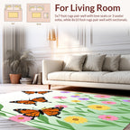 Monarch Butterflies Floral Meadow Design Rug