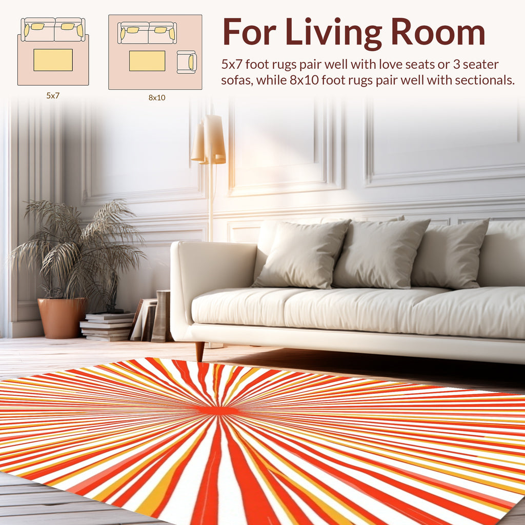 Radiant Sunburst Red Yellow Rug