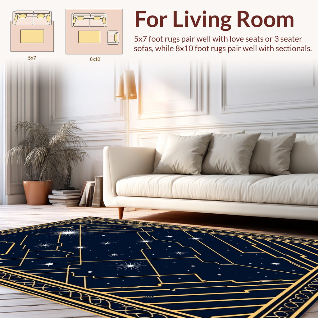 Art Deco Celestial Starburst Pattern Rug