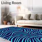 Electric Blue Swirl Pattern Rug