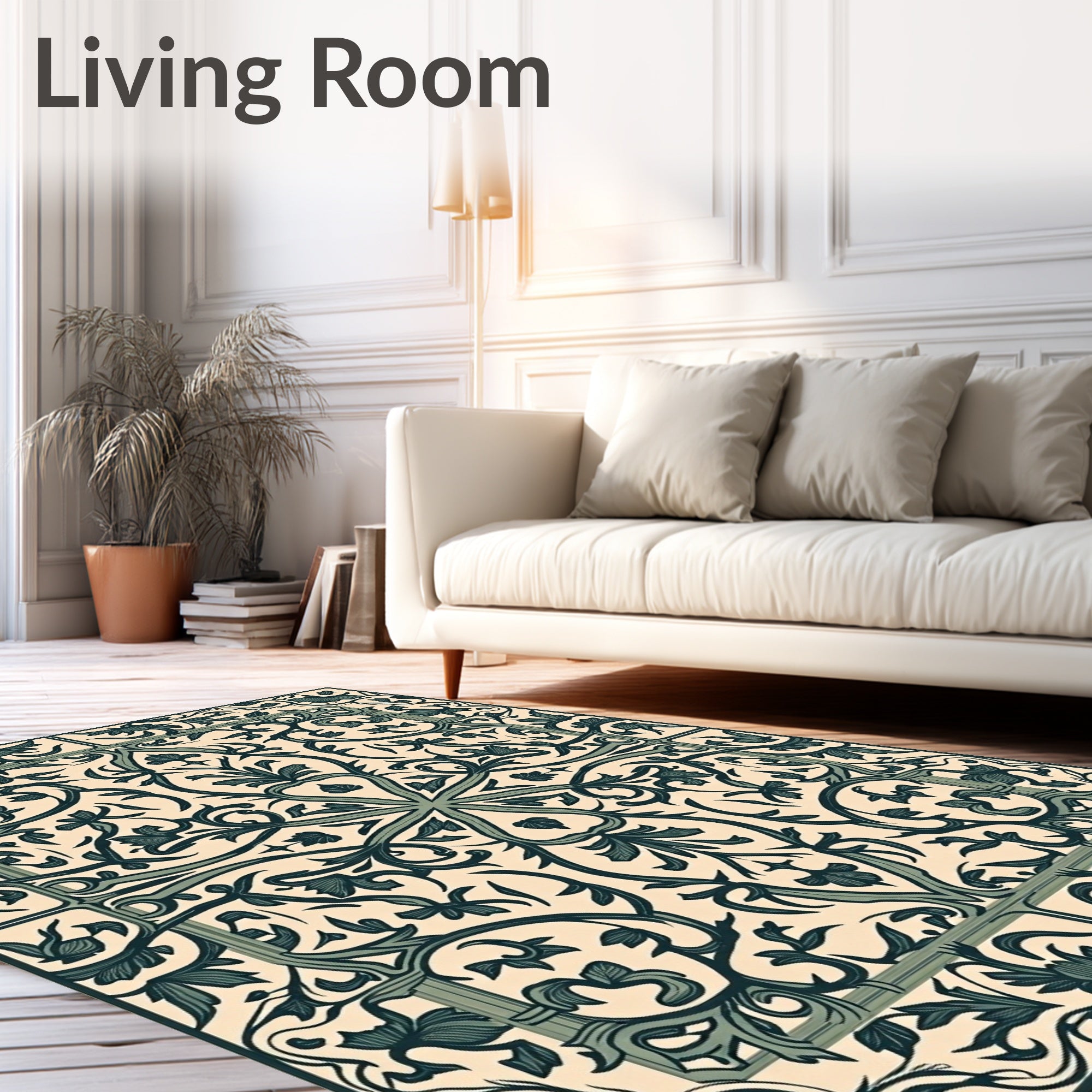 Classic Floral Vine Detailed Pattern Rug