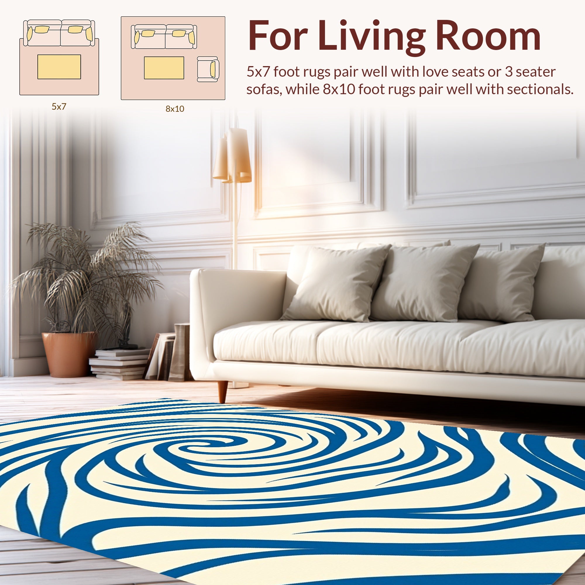 Blue Abstract Swirl Pattern Rug