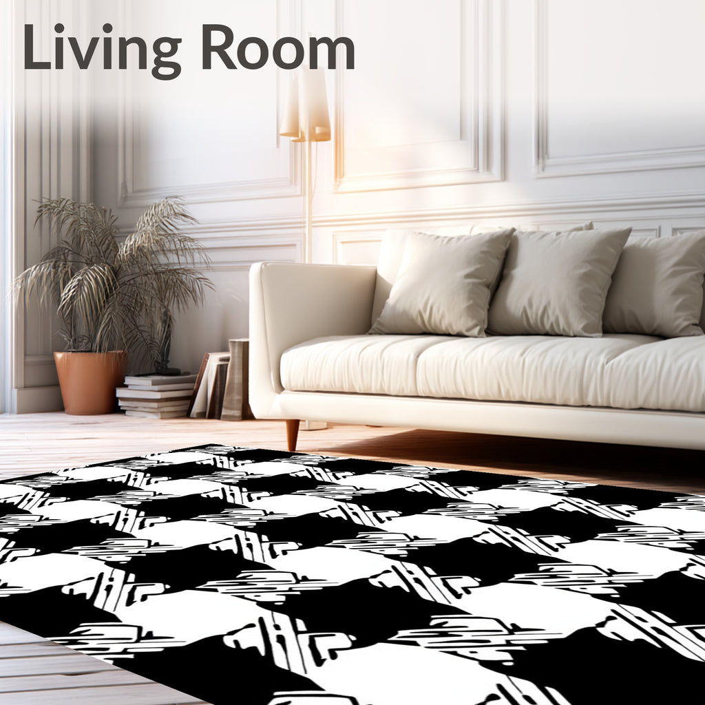 Bold Black 2 Tone Texture Rug