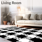 Bold Black 2 Tone Texture Rug