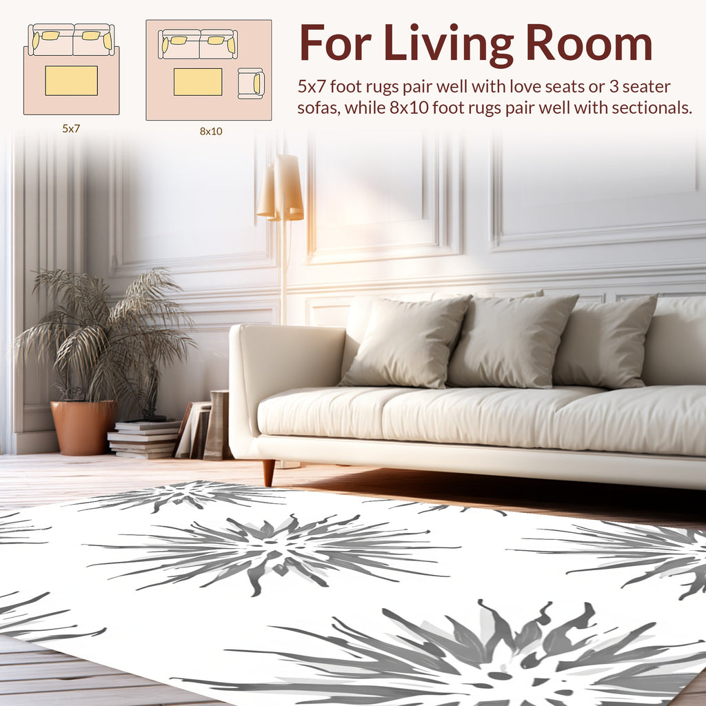 Gray Starburst Pattern Graphic Rug