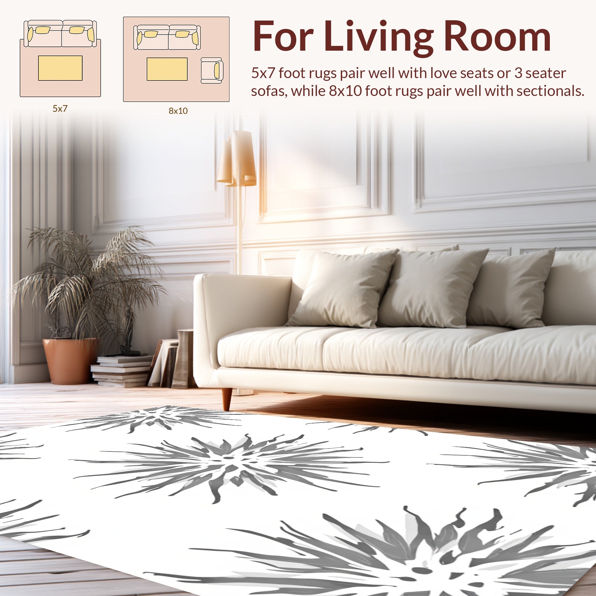 Gray Starburst Pattern Graphic Rug