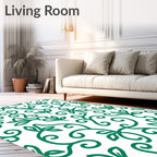 Classic Green Floral Swirl Pattern Rug
