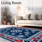 Winter Snowflakes Red Berries Deer Rug