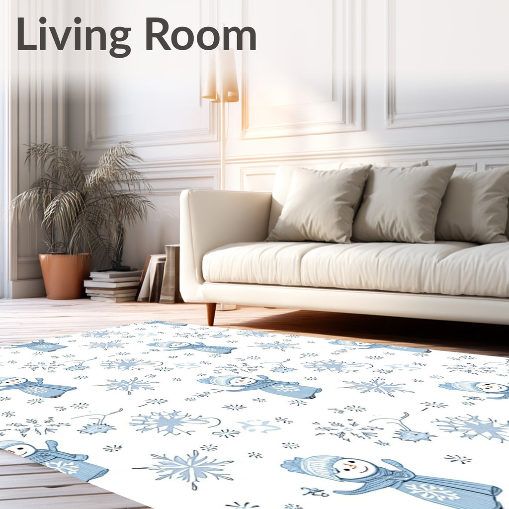 Winter Snowman And Snowflake Fun Rug