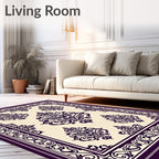 Ornate Damask Scroll Pattern Rug