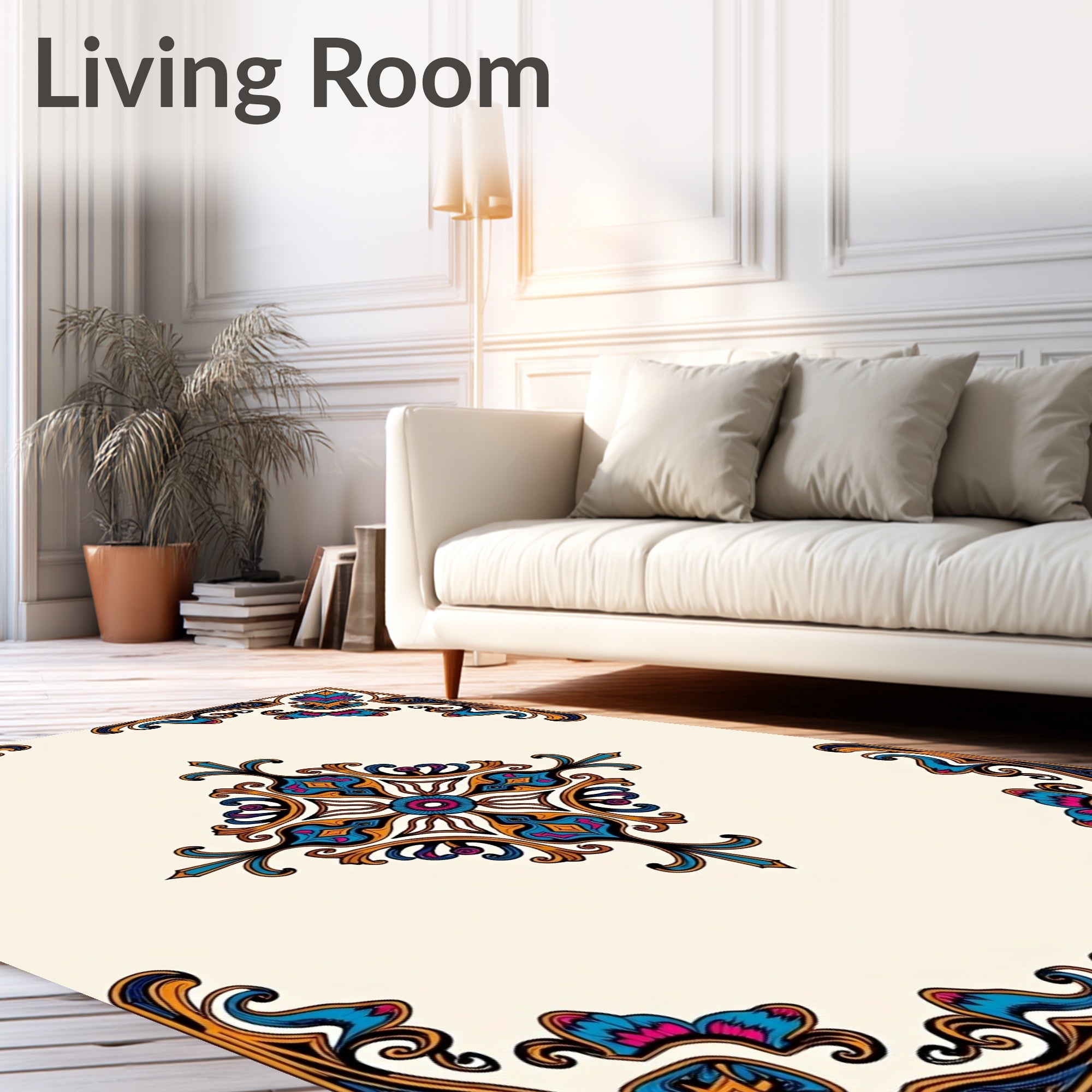 Vintage Floral Inspired Geometric Rug