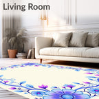 Floral Vine Blue Purple Pattern Rug
