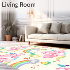 Whimsical Rainbow Clouds Pattern Design Rug