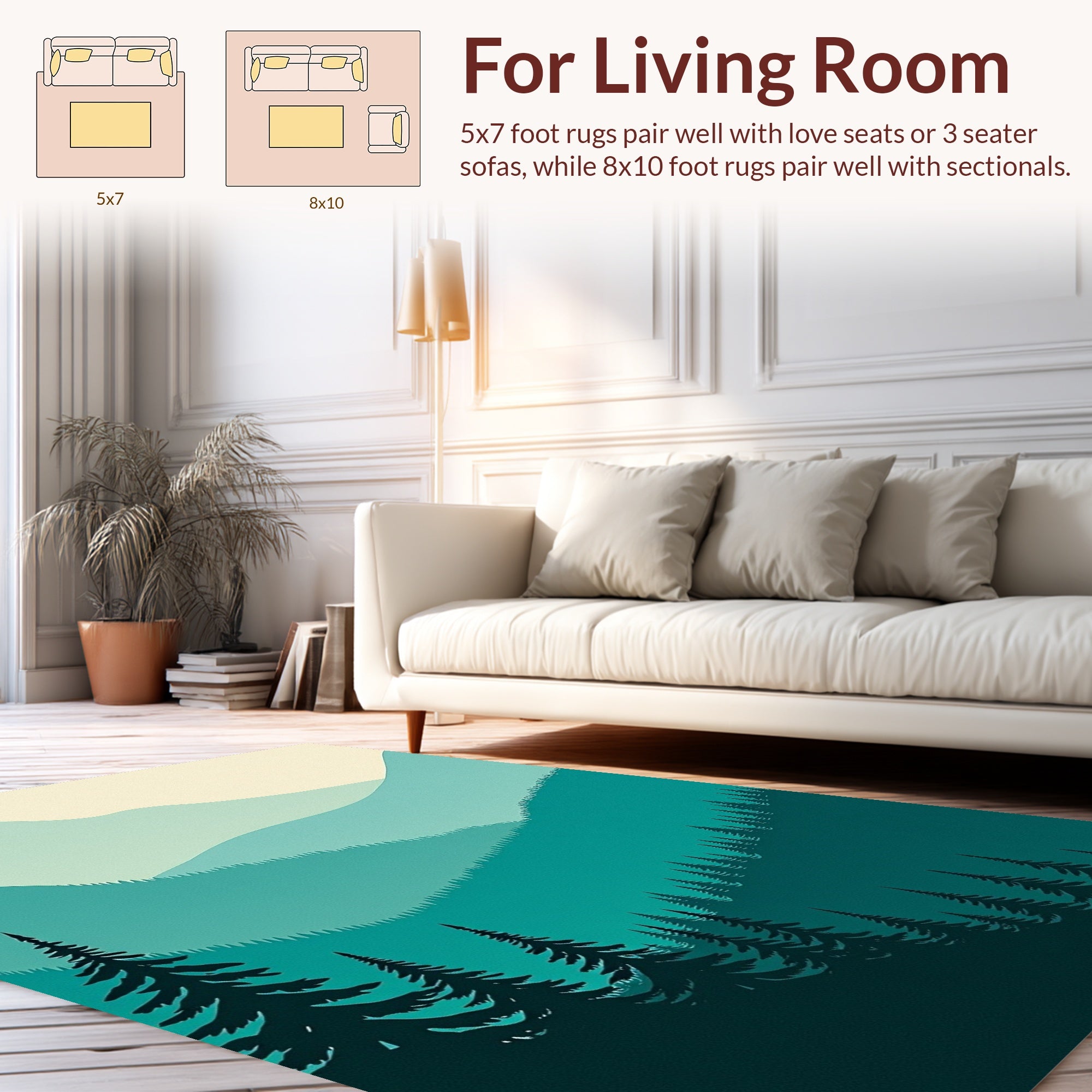 Layered Mountain Forest Landscape Rug