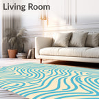 Abstract Blue Wave Pattern Rug