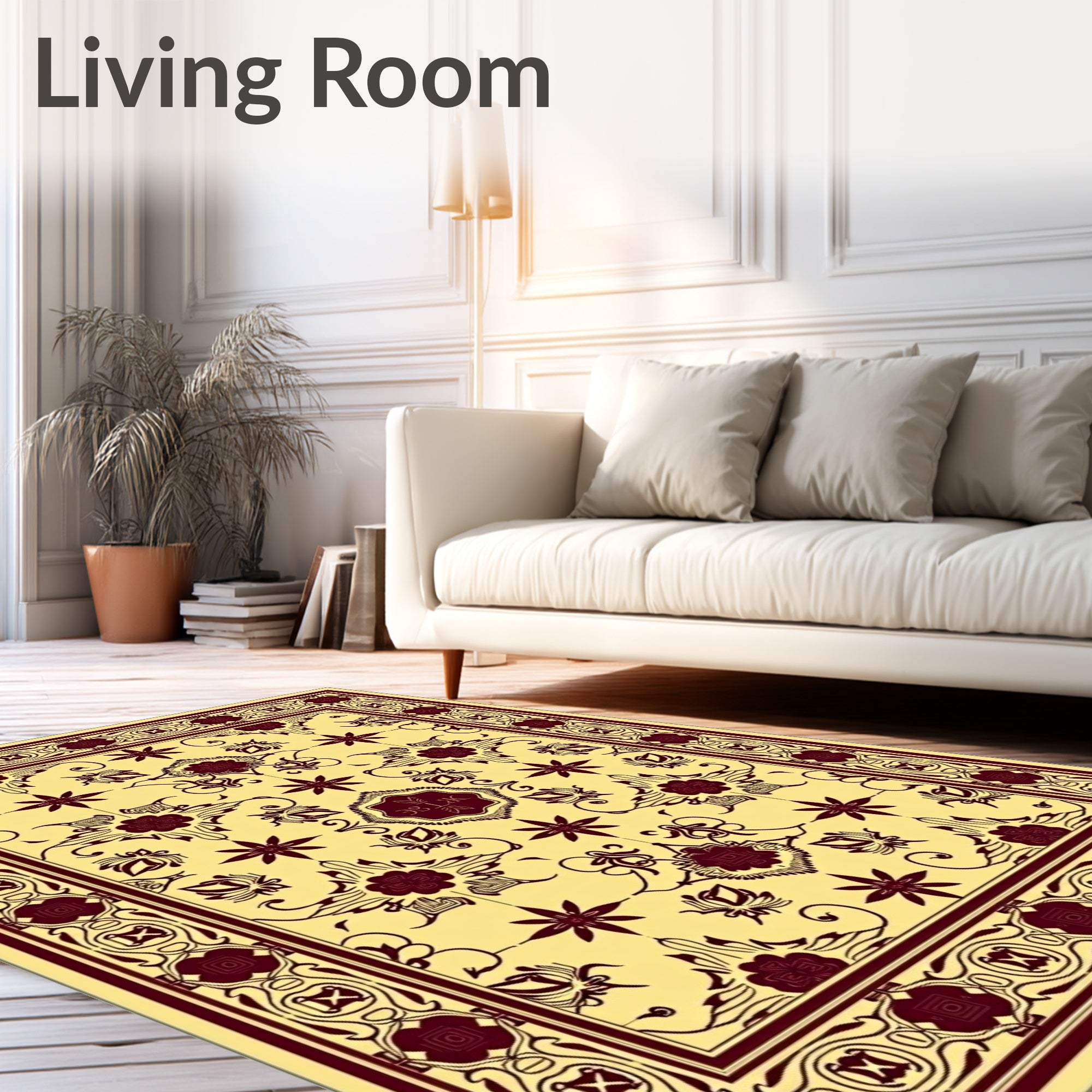Rich Cream Floral Medallion Pattern Rug
