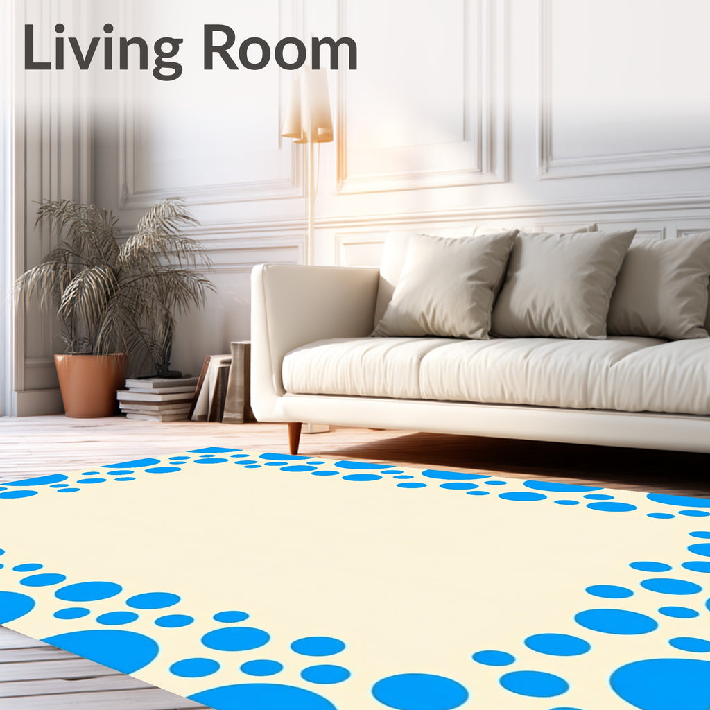 Blue Bubble Pattern Border Rug