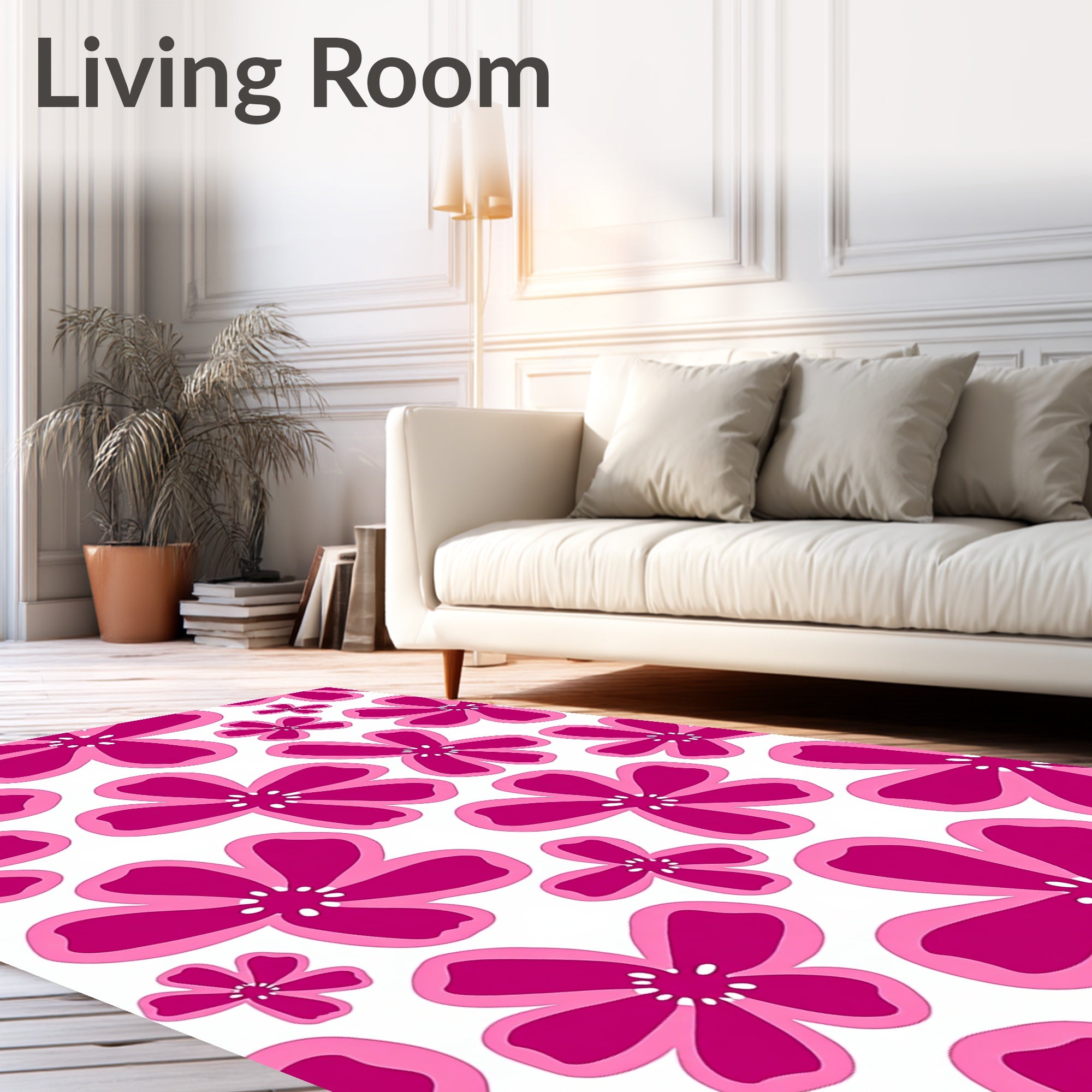 Pink Flower Pattern Design Rug