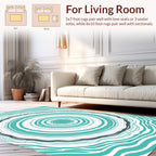 Teal Geometric Ripple Pattern Rug