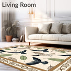 Ornate Bird Leaf Pattern Design Rug
