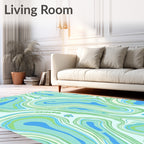 Abstract Blue Green Swirls Pattern Rug
