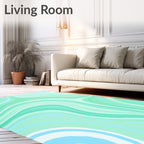 Abstract Swirl Mint Blue Design Rug