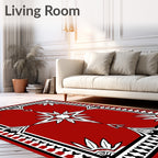 Bold Red Star Burst Geometric Pattern Rug