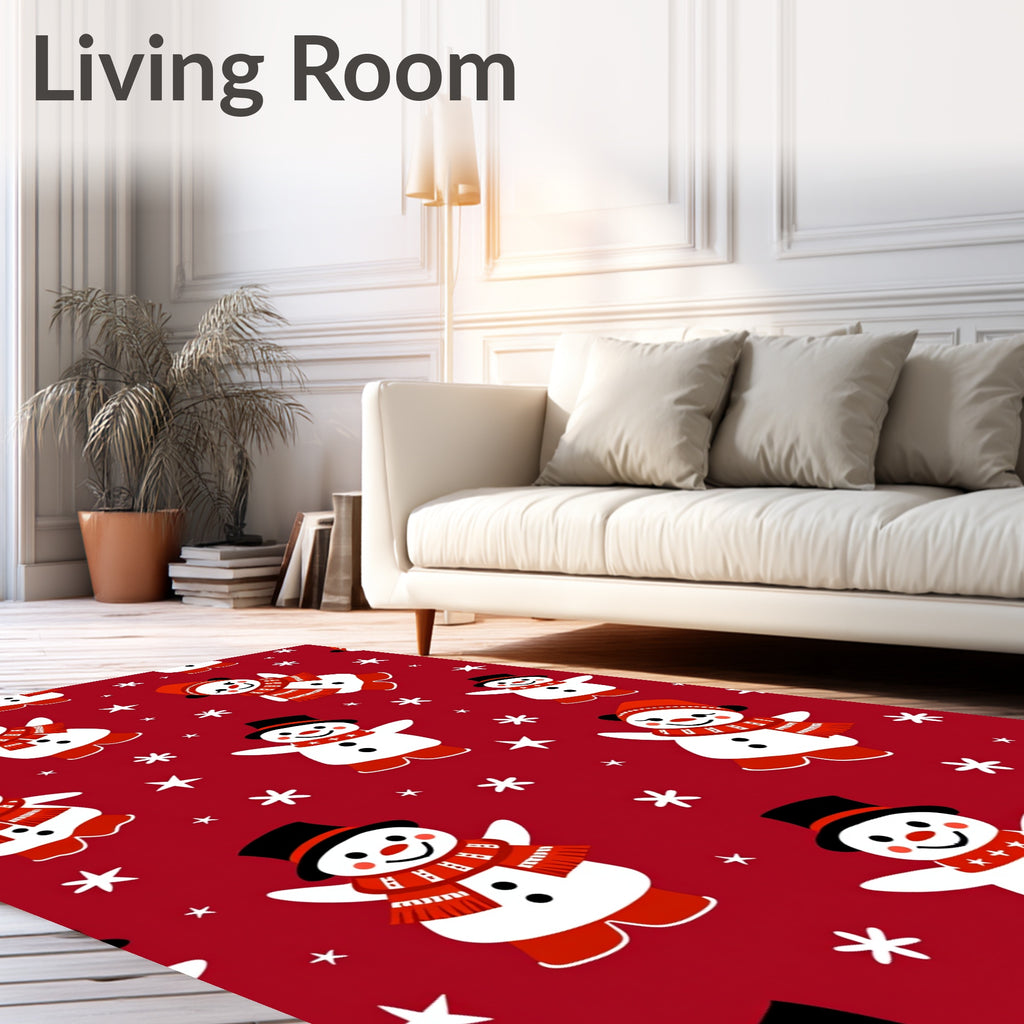 Cute Snowmen Star Pattern Rug