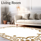 Ornate Floral Vines Gold Accent Rug