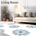 Navy Blue Snowflake Repeat Rug