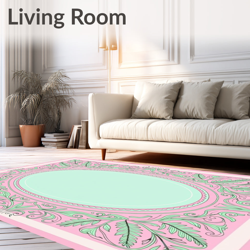 Vintage Filigree Floral Oval Pattern Rug