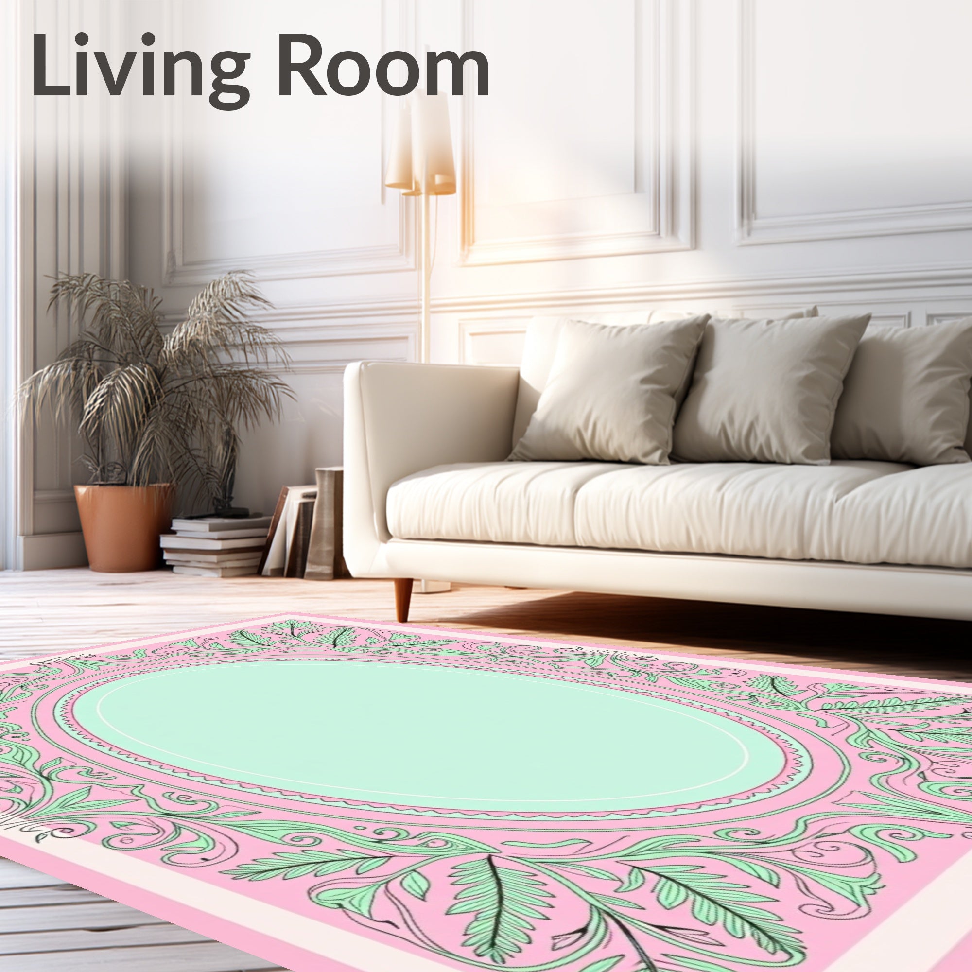 Vintage Filigree Floral Oval Pattern Rug