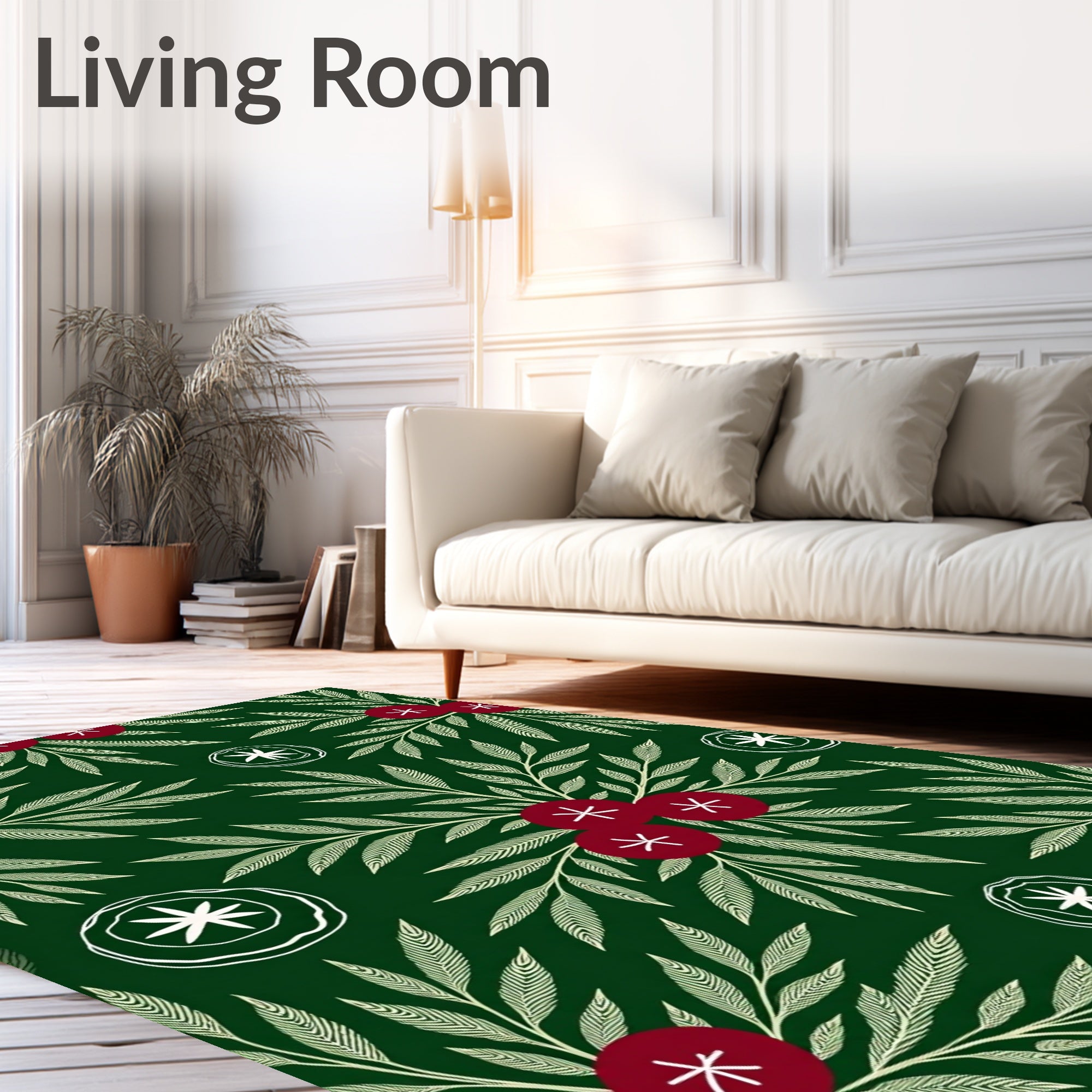 Crimson Berry Leafy Sprig Rug