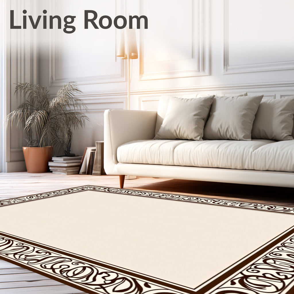 Elegant Scrollwork Border Design Rug