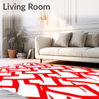 Bold Red Abstract Brushstroke Pattern Rug