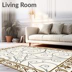 Classic Scrollwork Floral Border Rug