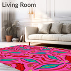 Whimsical Feather Swirl Pattern Rug