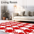 Classic Red Houndstooth Pattern Rug