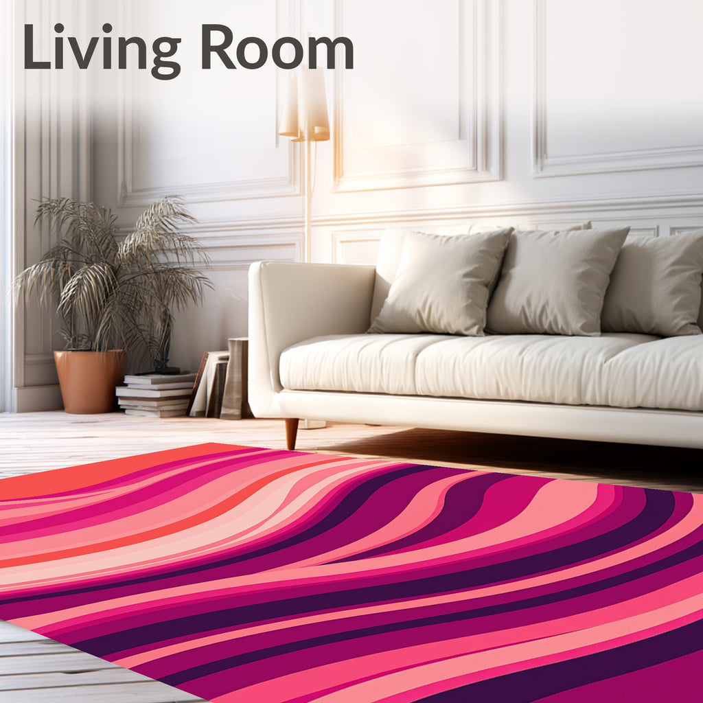 Vibrant Pink Wavy Abstract Design Rug