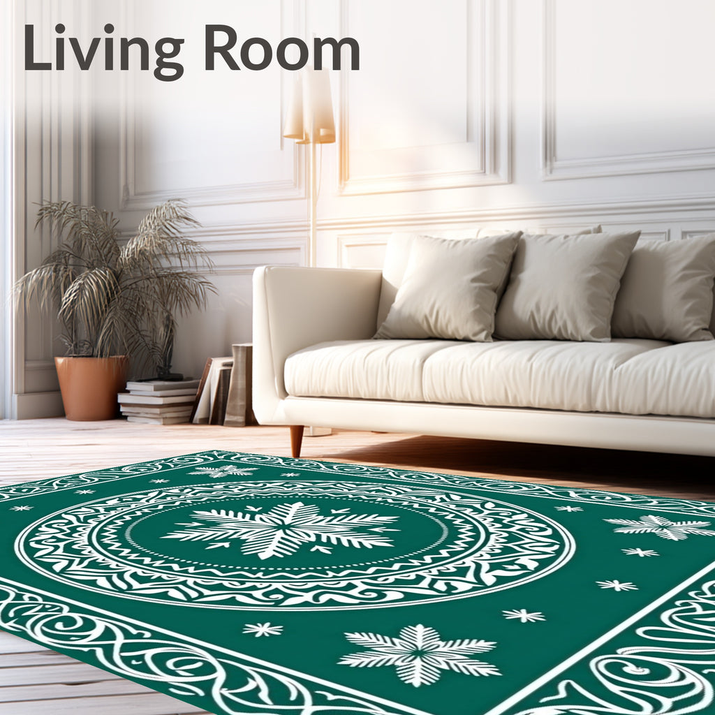Winter Snowflake Medallion Patterned Rug