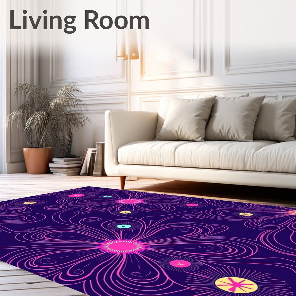 Vibrant Floral Swirls Pattern Design Rug