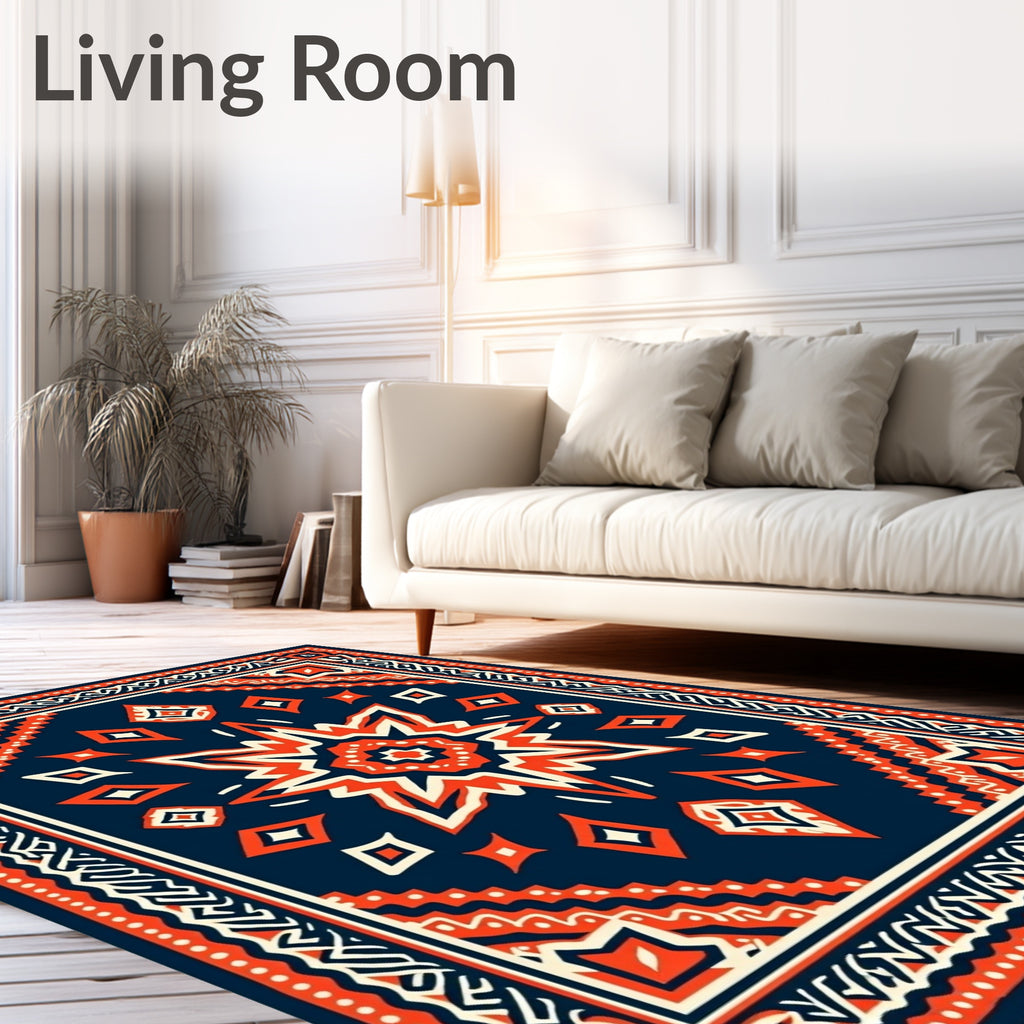 Bold 3-Color Starburst Geometric Rug