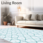 Teal Wave Pattern Geometric Design Rug